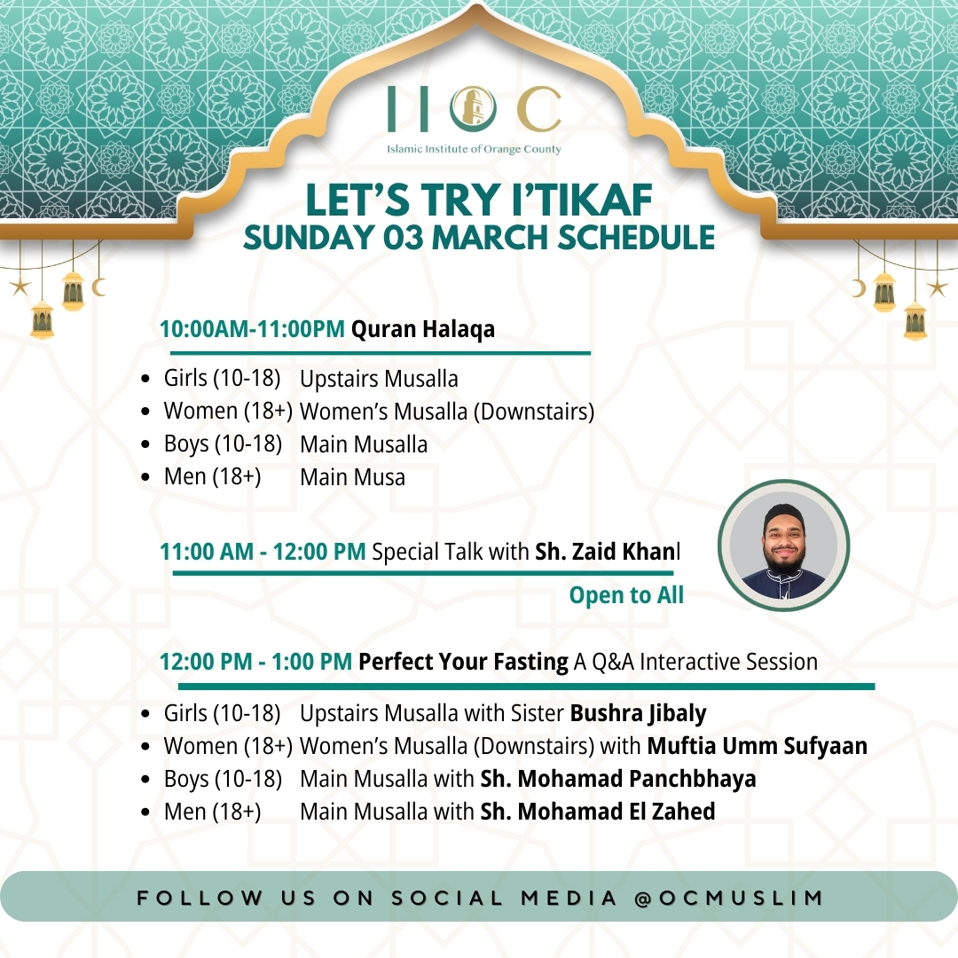 LET'S TRY ITIKAF SCHEDULE